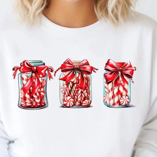 Candy Cane Jars + Bows T-shirt