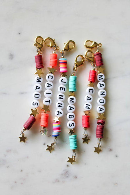 Custom Name Keychains (star beads + charm)